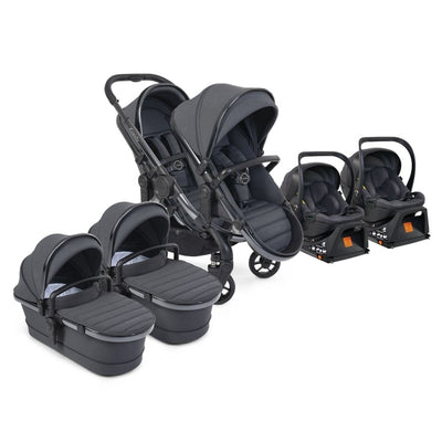 Bambinista - ICANDY - Travel - ICANDY Peach 7 Twin Pushchair and Carrycot Combo Set - Phantom (Dark Grey)