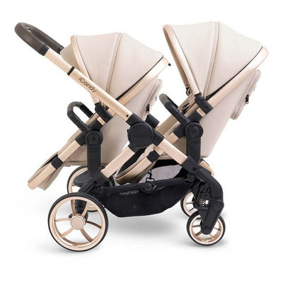 Bambinista - ICANDY - Travel - ICANDY Peach 7 Twin Pushchair Bundle With 2 x Cocoon Car Seat & Base - Biscotti