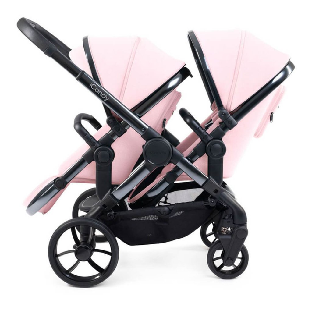 Bambinista - ICANDY - Travel - ICANDY Peach 7 Twin Pushchair Bundle With 2 x Cocoon Car Seat & Base - Blush