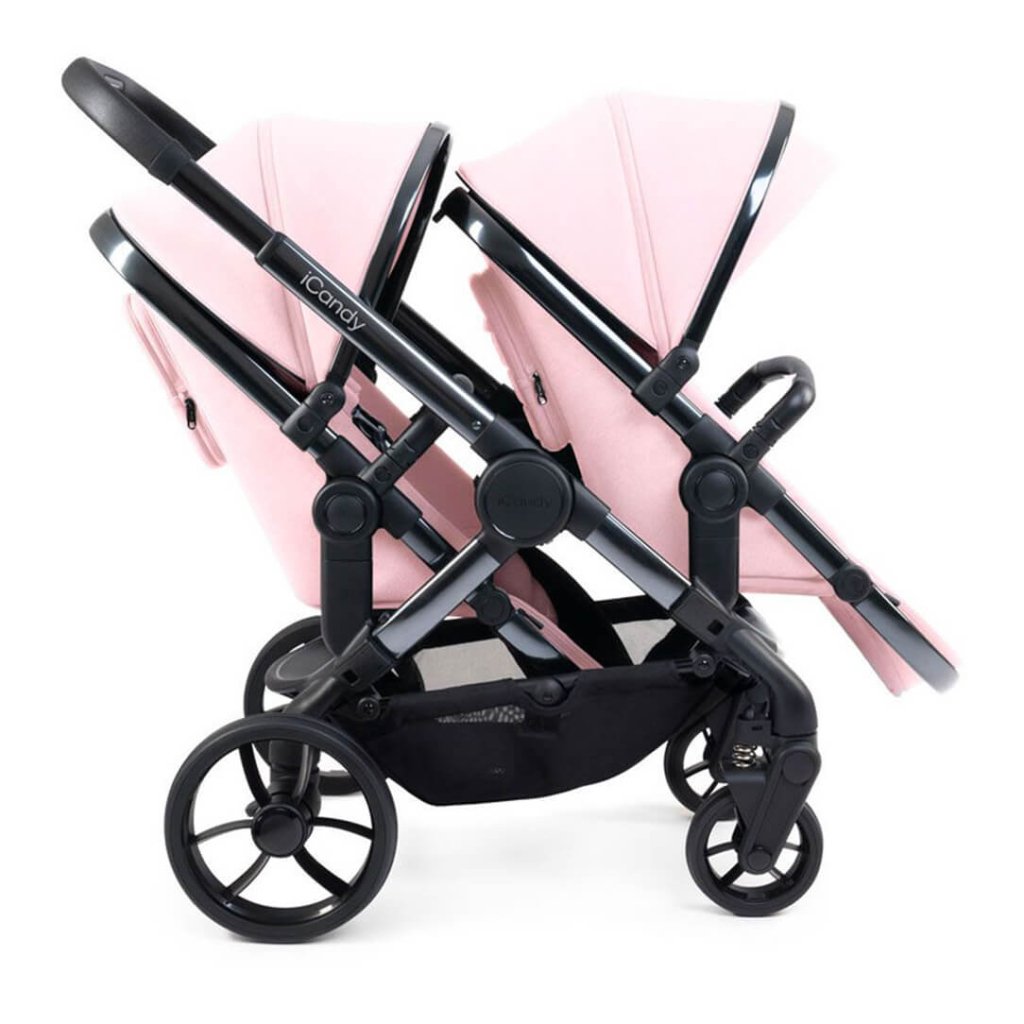 Bambinista - ICANDY - Travel - ICANDY Peach 7 Twin Pushchair Bundle With 2 x Cocoon Car Seat & Base - Blush