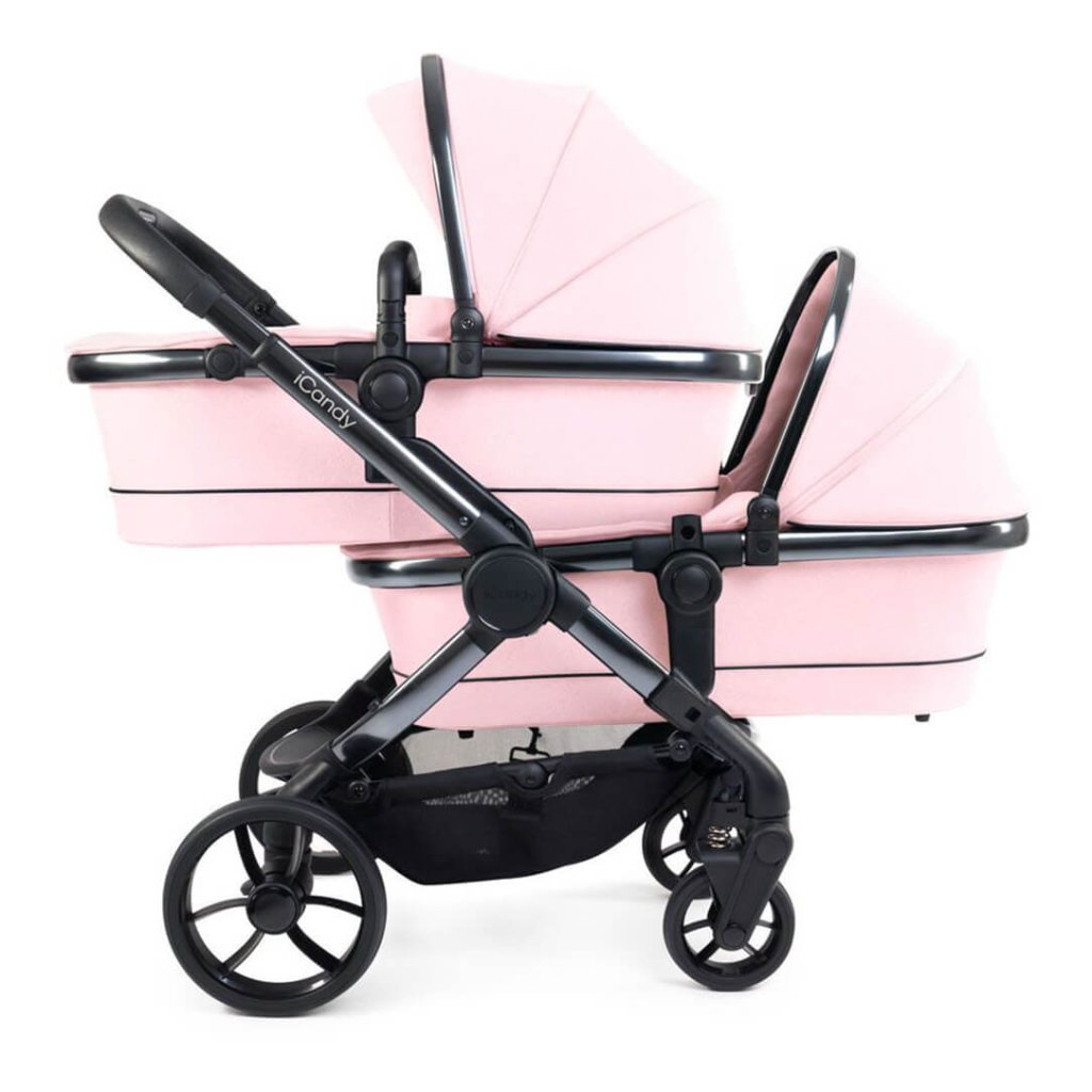 Bambinista - ICANDY - Travel - ICANDY Peach 7 Twin Pushchair Bundle With 2 x Cocoon Car Seat & Base - Blush