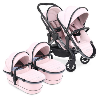 Bambinista - ICANDY - Travel - ICANDY Peach 7 Twin Pushchair Bundle With 2 x Cocoon Car Seat & Base - Blush