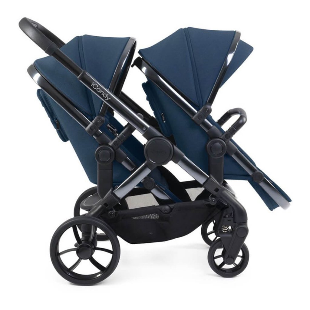 Bambinista - ICANDY - Travel - ICANDY Peach 7 Twin Pushchair Bundle With 2 x Cocoon Car Seat & Base - Cobalt