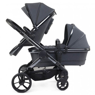 Bambinista - ICANDY - Travel - ICANDY Peach 7 Twin Pushchair Bundle With 2 x Cocoon Car Seat & Base - Dark Grey