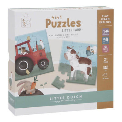 Bambinista - LITTLE DUTCH - Toys - LITTLE DUTCH 4 In 1 Puzzles FSC - Little Farm