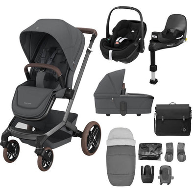 Bambinista - MAXI COSI - Travel - MAXI COSI FAME 10 Piece Premium Travel System with FamilyFix 360 Pro2 – Twillic Graphite