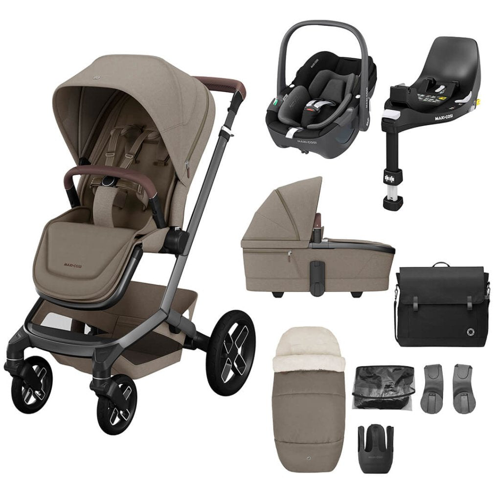 Bambinista - MAXI COSI - Travel - MAXI COSI FAME 9 Piece Complete Travel System - Twillic Truffle (Black Wheels)