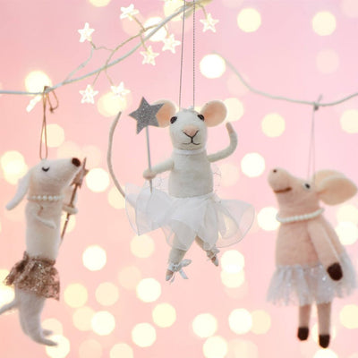 Bambinista - SASS AND BELLE - Decor - SASS AND BELLE Fairy Mouse with Star Wand Felt Hanging Decoration White