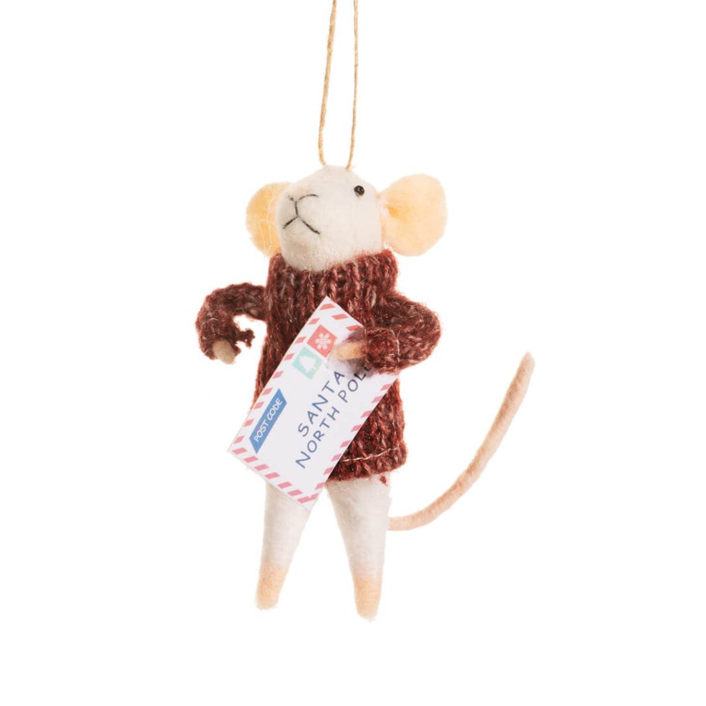 Bambinista - SASS AND BELLE - Decor - SASS AND BELLE Mouse with Letter to Santa Felt Decoration