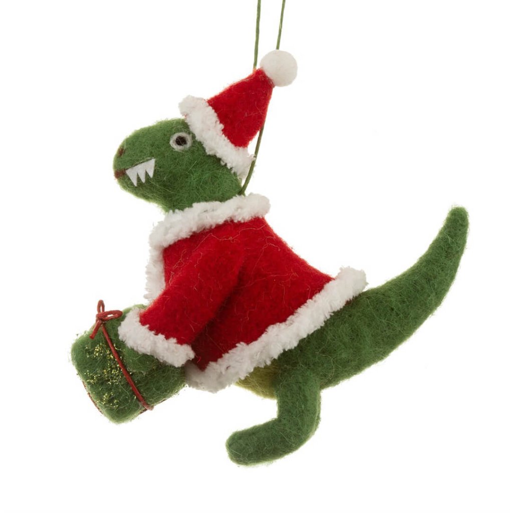 Bambinista - SASS AND BELLE - Decor - SASS AND BELLE Roarsome Dinosaur Santa Hanging Felt Decoration