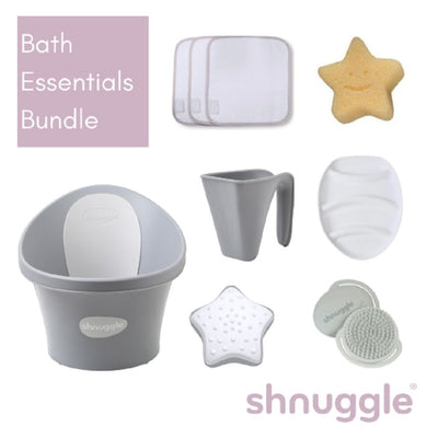 Bambinista - SHNUGGLE - Baby Care - SHNUGGLE 9 Piece Newborn Baby Bath Time Bundle Complete Set - Pabble Grey