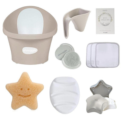 Bambinista - SHNUGGLE - Baby Care - SHNUGGLE 9 Piece Newborn Baby Bath Time Bundle Complete Set - Taupe