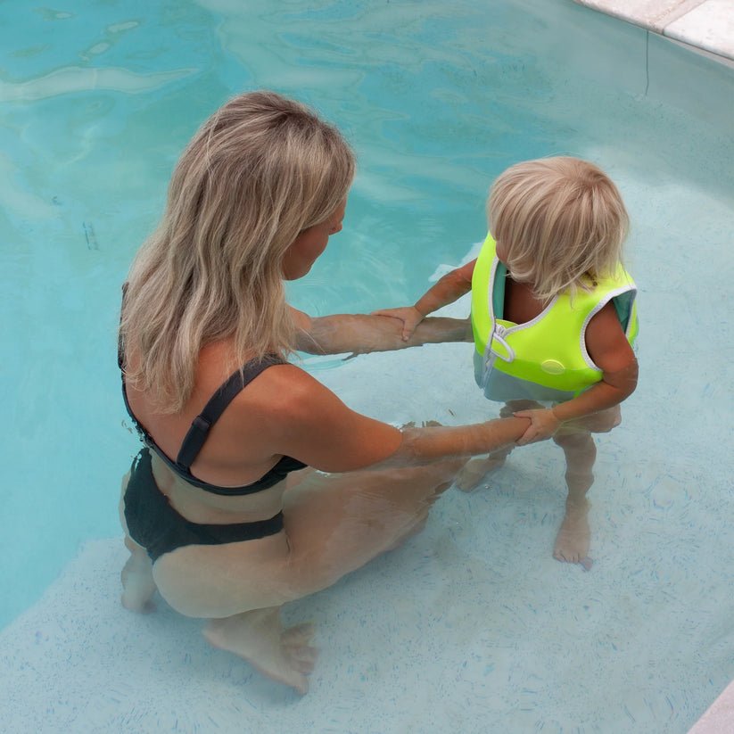 Bambinista - SUNNYLIFE - SUNNYLIFE Salty the Shark Swim Vest Aqua - Neon Yellow