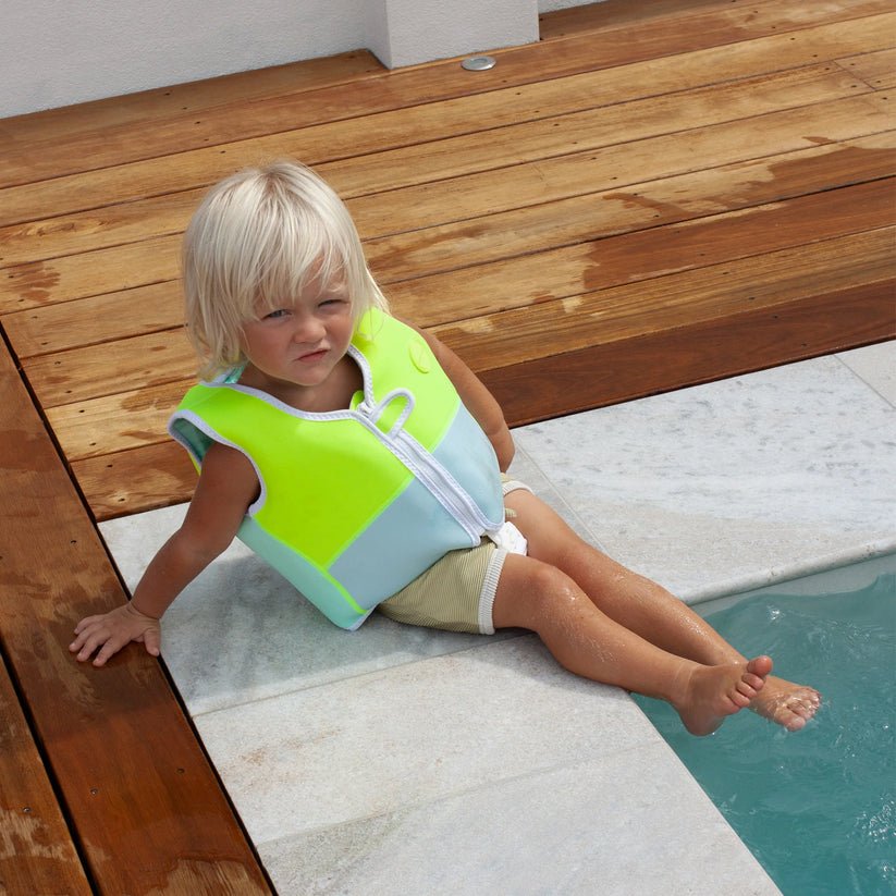 Bambinista - SUNNYLIFE - SUNNYLIFE Salty the Shark Swim Vest Aqua - Neon Yellow