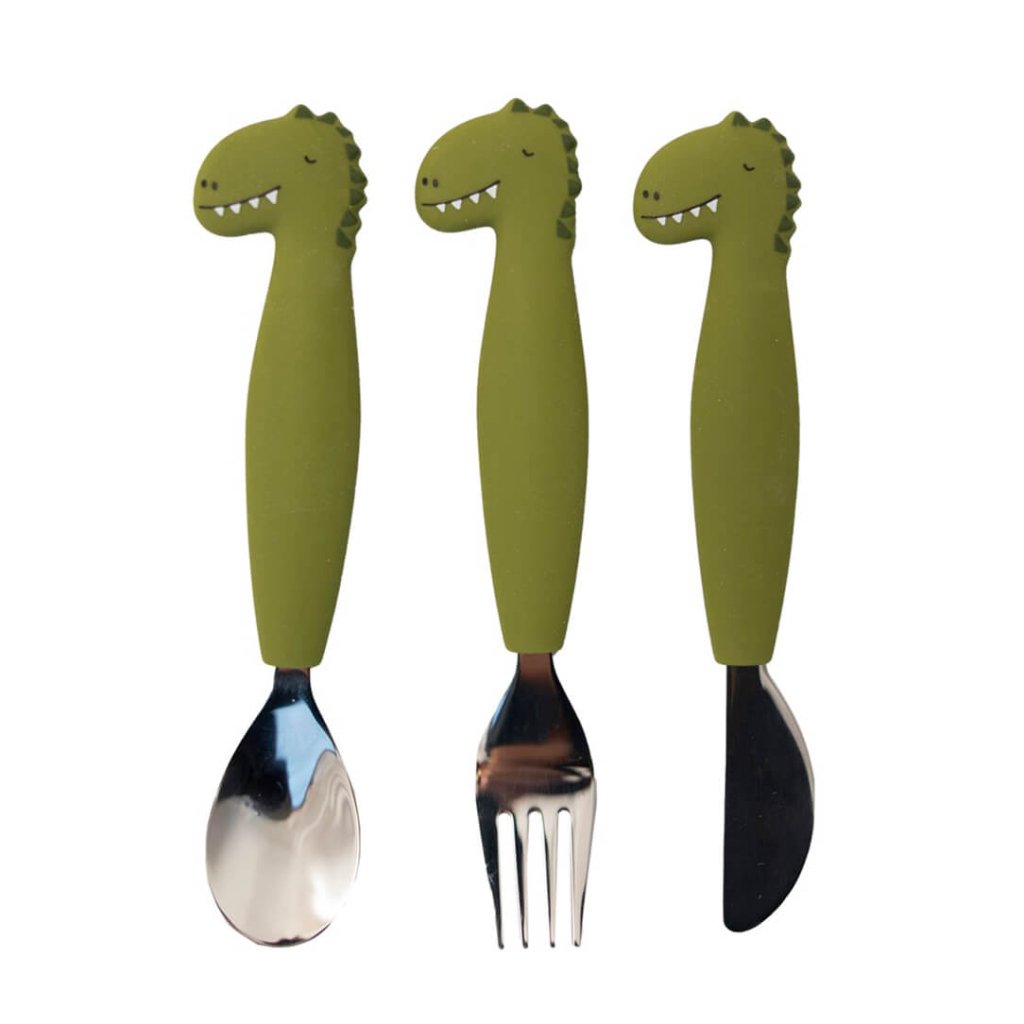 Bambinista - TRIXIE - Tableware - TRIXIE Silicone cutlery set 3 - pack - Mr. Dino