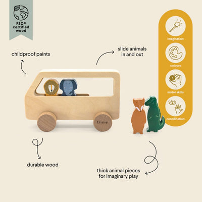 Bambinista - TRIXIE - Toys - TRIXIE Wooden animal bus