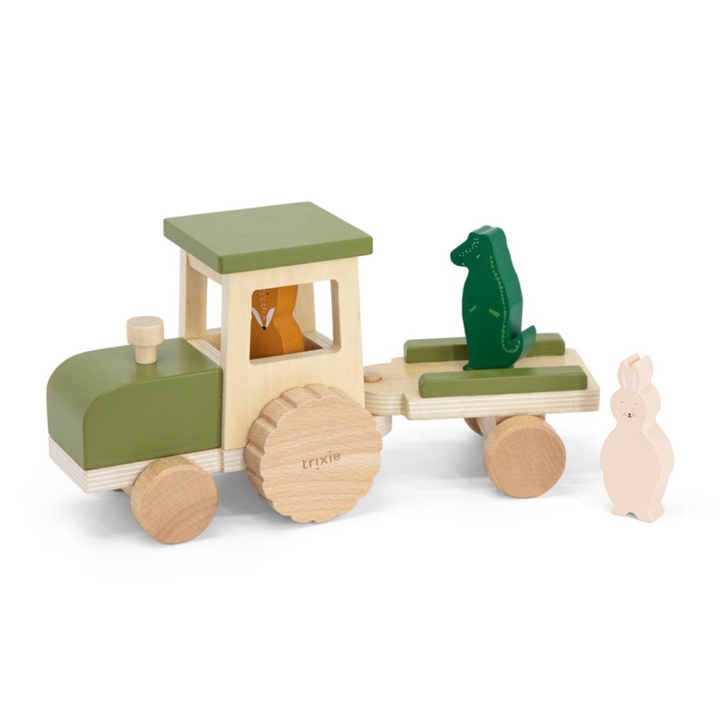 Bambinista - TRIXIE - Toys - TRIXIE Wooden tractor with trailer