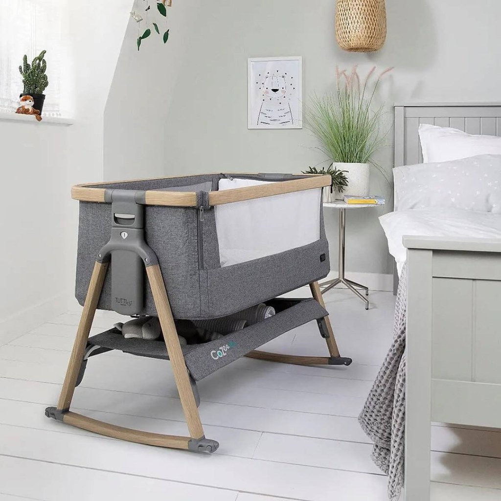 Bambinista-TUTTI BAMBINI-Travel-TUTTI BAMBINI CoZee Air Bedside Crib - Oak and Charcoal