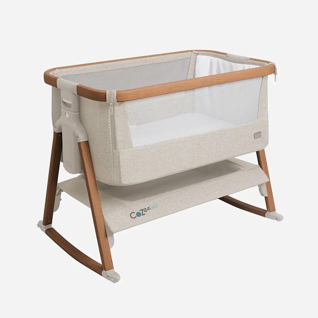 Bambinista-TUTTI BAMBINI-Travel-TUTTI BAMBINI CoZee Air Bedside Crib - Scandinavian Walnut/Ecru