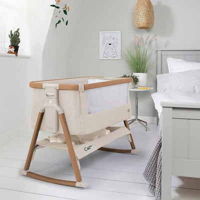 Bambinista-TUTTI BAMBINI-Travel-TUTTI BAMBINI CoZee Air Bedside Crib - Scandinavian Walnut/Ecru