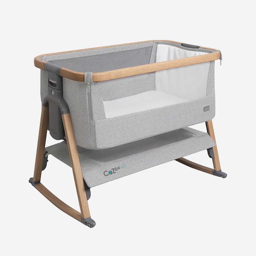 Bambinista-TUTTI BAMBINI-Travel-TUTTI BAMBINI CoZee Air Bedside Crib - Sterling Silver/Oak