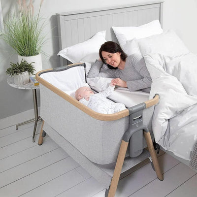 Bambinista-TUTTI BAMBINI-Travel-TUTTI BAMBINI Cozee Bedside Crib-Oak/Sterling Silver