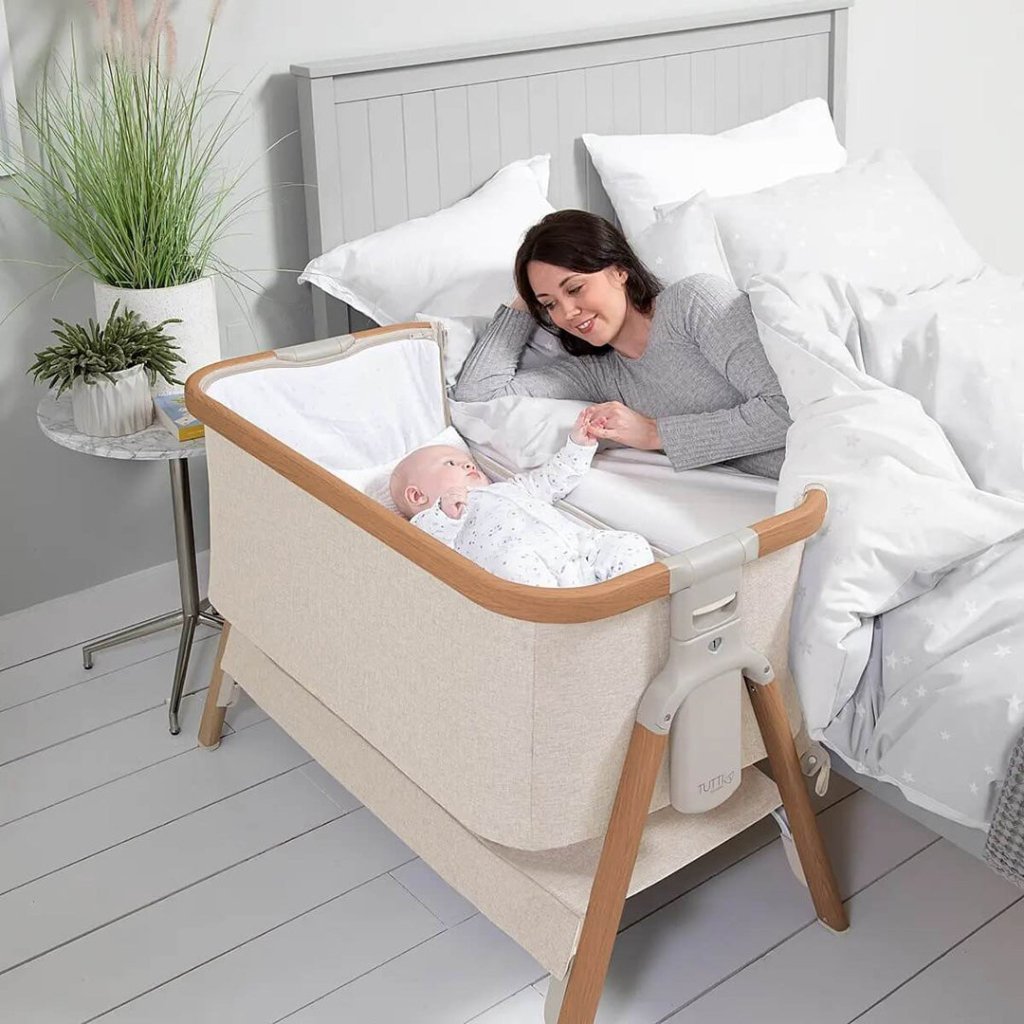 Bambinista-TUTTI BAMBINI-Travel-TUTTI BAMBINI Cozee Bedside Crib - Scandinavian Walnut/Ecru