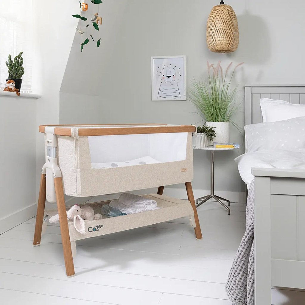 Bambinista-TUTTI BAMBINI-Travel-TUTTI BAMBINI Cozee Bedside Crib - Scandinavian Walnut/Ecru