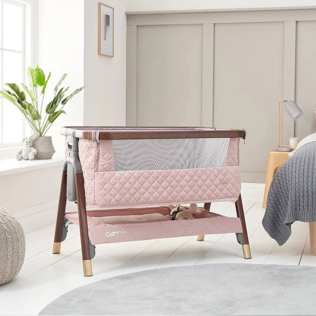 Bambinista-TUTTI BAMBINI-Travel-TUTTI BAMBINI CoZee Luxe Bedside Crib - Walnut/Blush