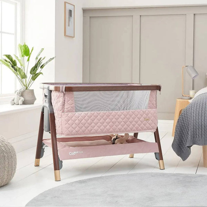 TUTTI BAMBINI CoZee Luxe Bedside Crib Walnut Blush Bambinista