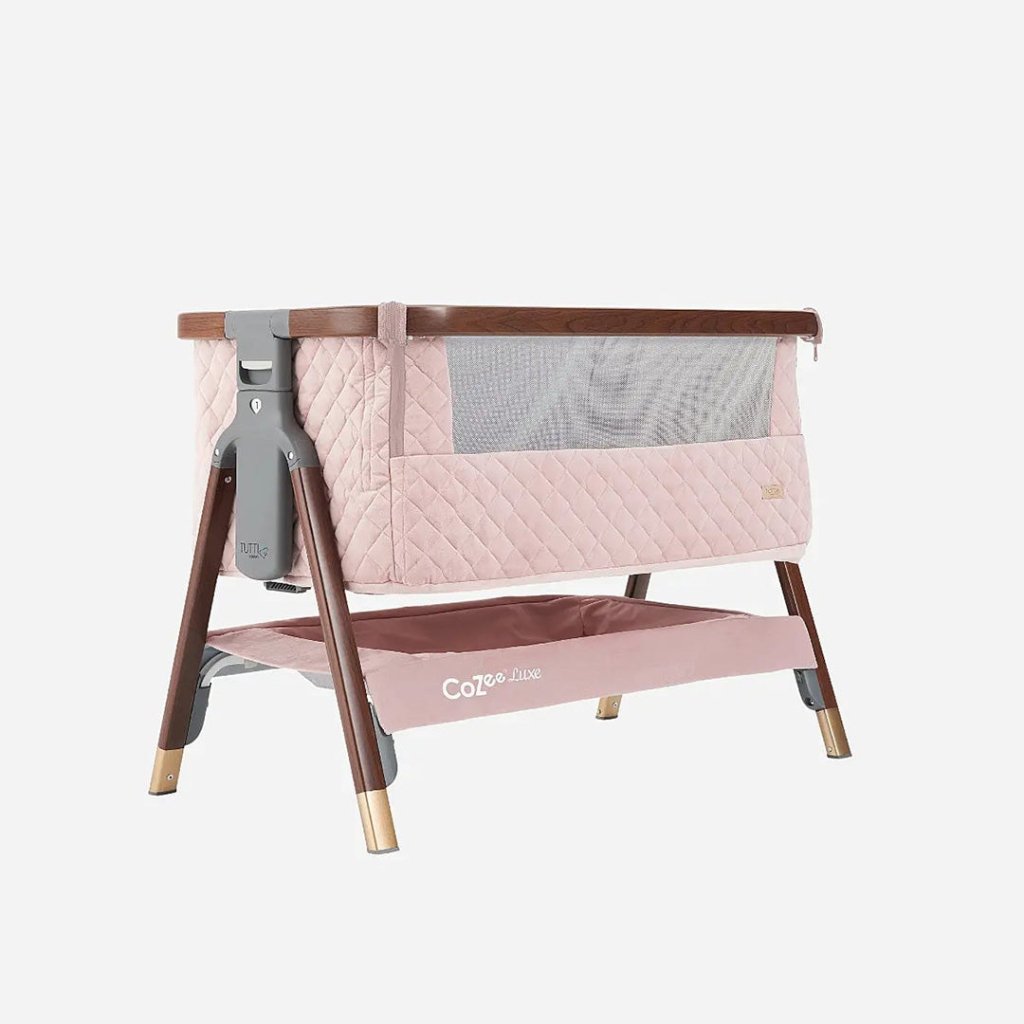 Bambinista-TUTTI BAMBINI-Travel-TUTTI BAMBINI CoZee Luxe Bedside Crib - Walnut/Blush