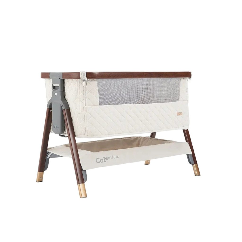 Bambinista-TUTTI BAMBINI-Travel-TUTTI BAMBINI CoZee Luxe Bedside Crib - Walnut/Cream