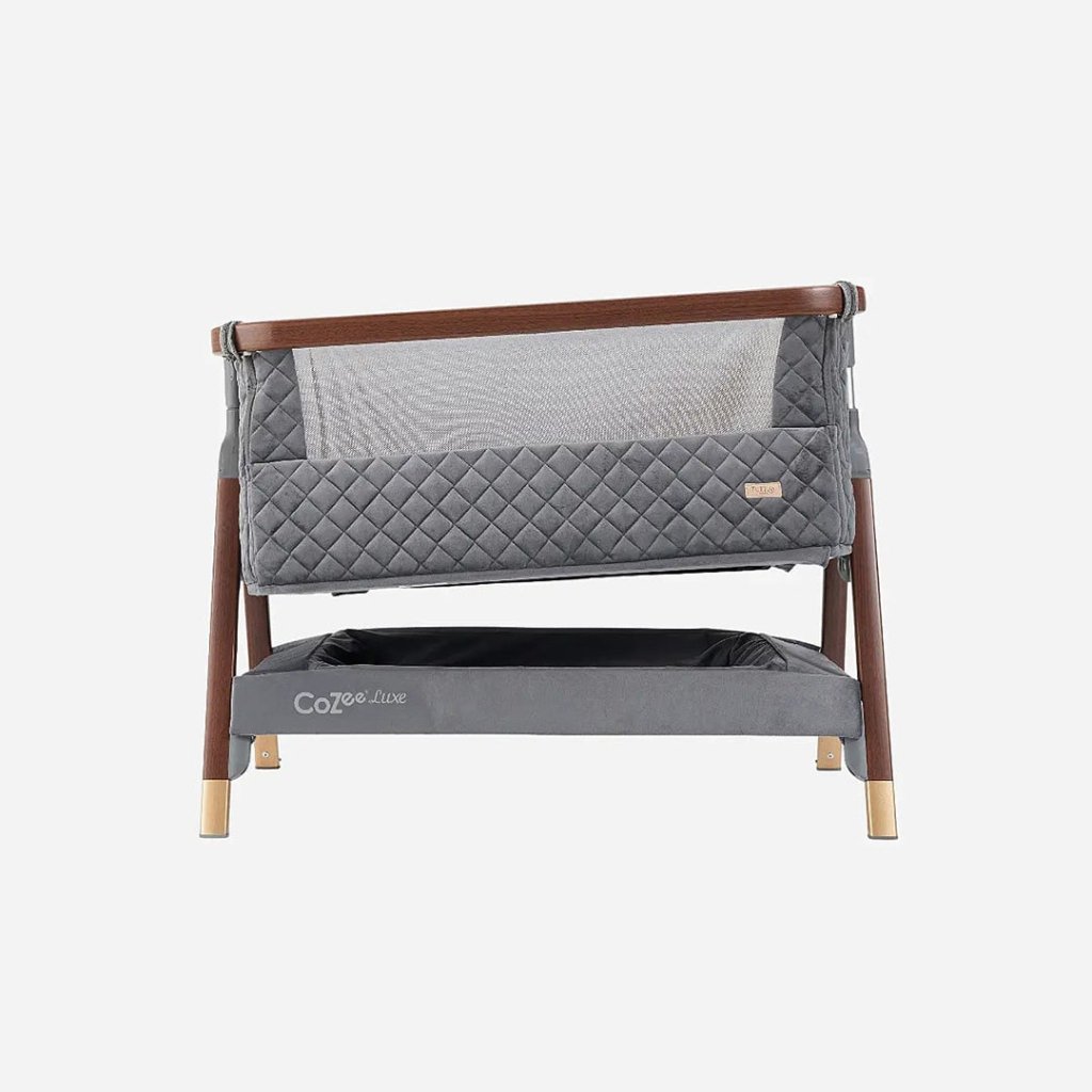 Bambinista-TUTTI BAMBINI-Travel-TUTTI BAMBINI Cozee Luxe Bedside Crib - Walnut/Slate