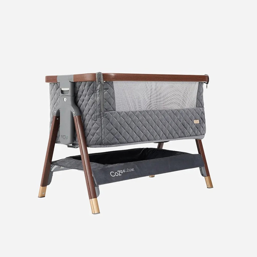 Bambinista-TUTTI BAMBINI-Travel-TUTTI BAMBINI Cozee Luxe Bedside Crib - Walnut/Slate