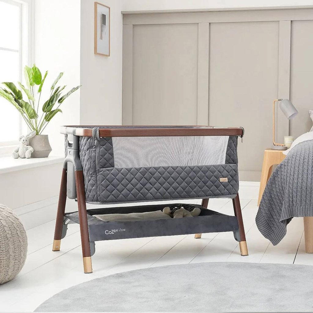 Bambinista-TUTTI BAMBINI-Travel-TUTTI BAMBINI Cozee Luxe Bedside Crib - Walnut/Slate