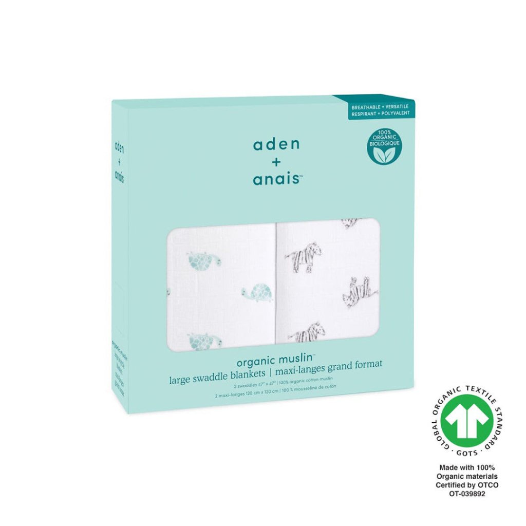 ADEN ANAIS Large Swaddles 2 Pack Organic Cotton Muslin Animal Kingdo Bambinista