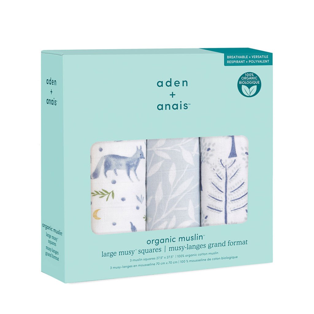 Bambinista-ADEN + ANAIS-Blankets-ADEN + ANAIS Musy Squares 3 Pack Organic Cotton Muslin Outdoors