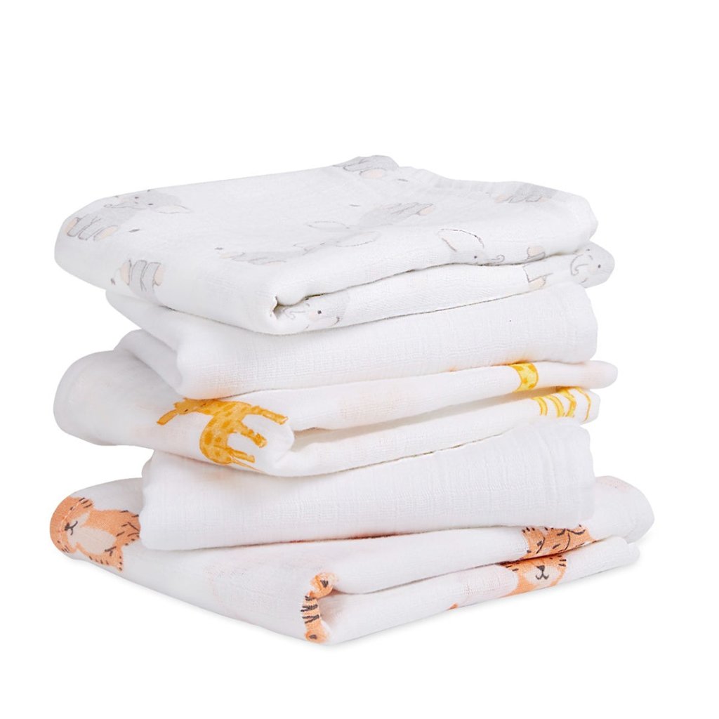 Bambinista-ADEN + ANAIS-Blanket-ADEN + ANAIS Safari Babes 5-pack Cotton Muslin Squares