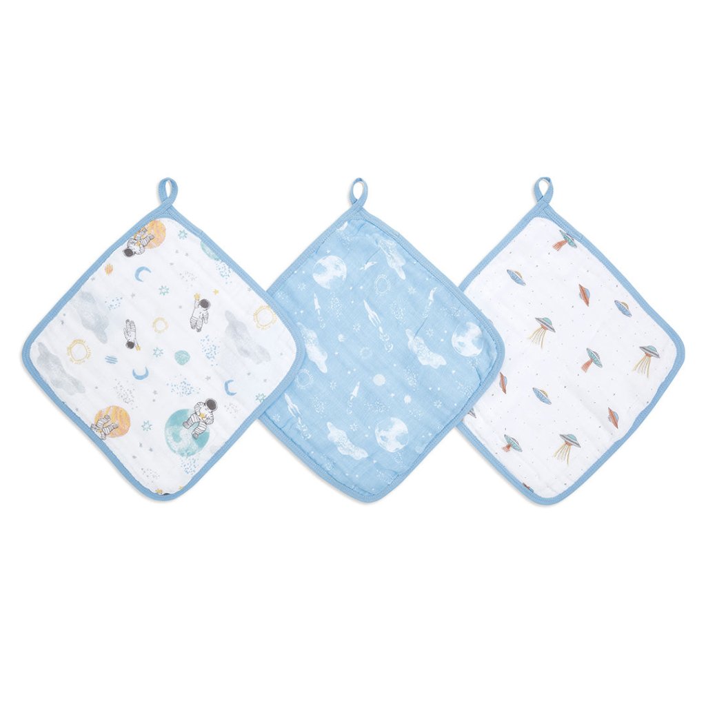 Bambinista-ADEN + ANAIS-Towels-Aden + Anais Space Explorers Essentials Cotton Muslin Washcloth 3 Pack