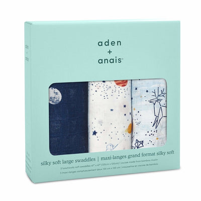 Bambinista-ADEN + ANAIS-Blankets-Silky Soft Muslin Swaddles Star Gaze - 3 Pack