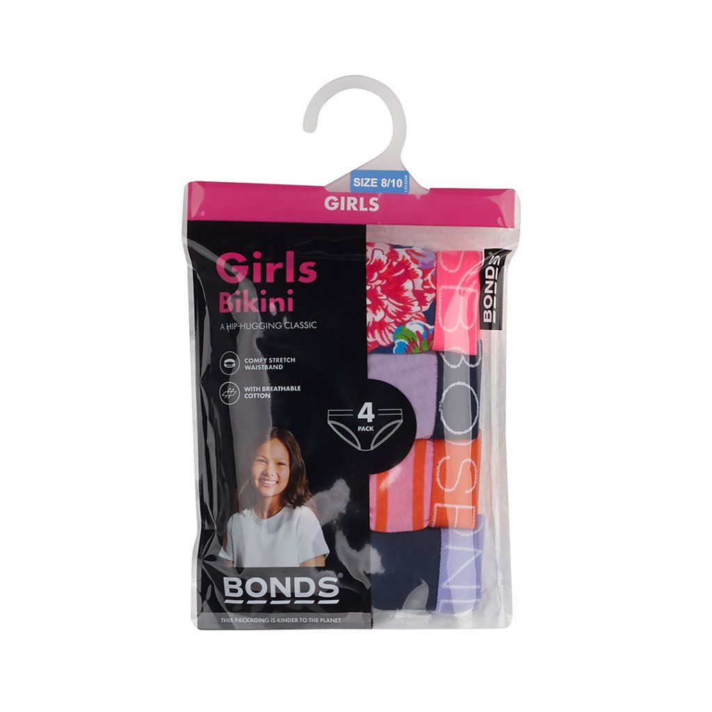 Bonds Girls 4 Pack Bikini Underwear - Chill Out Floral (2-3 Years) :  : Fashion