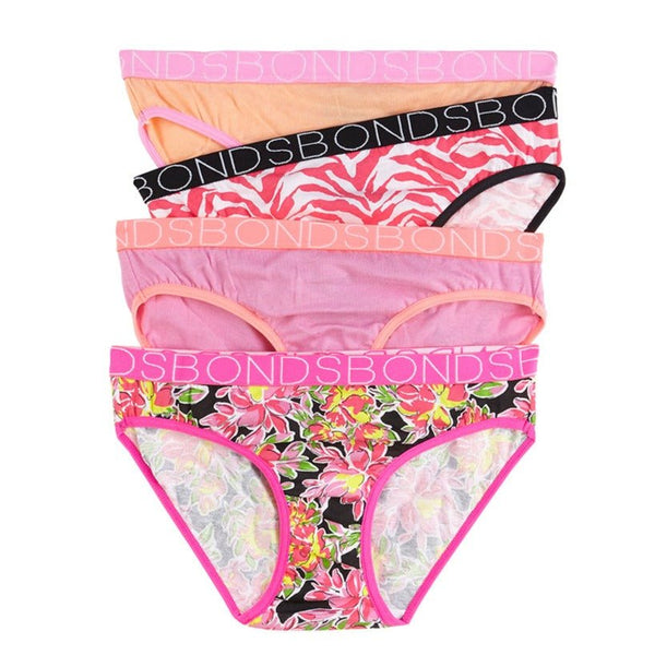 Bonds Girls 4 Pack Bikini Underwear - Garden Florals (2-3 Years