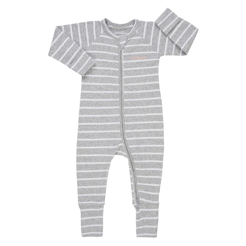 Bambinista-BONDS-Rompers-Bonds Zip Wondersuit - New Grey Marle/White