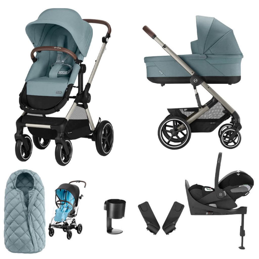 Bambinista-CYBEX-Travel-CYBEX EOS Comfort Bundle Travel System with Aton B2 I-SIZE and Snogga Footmuff - Sky Blue