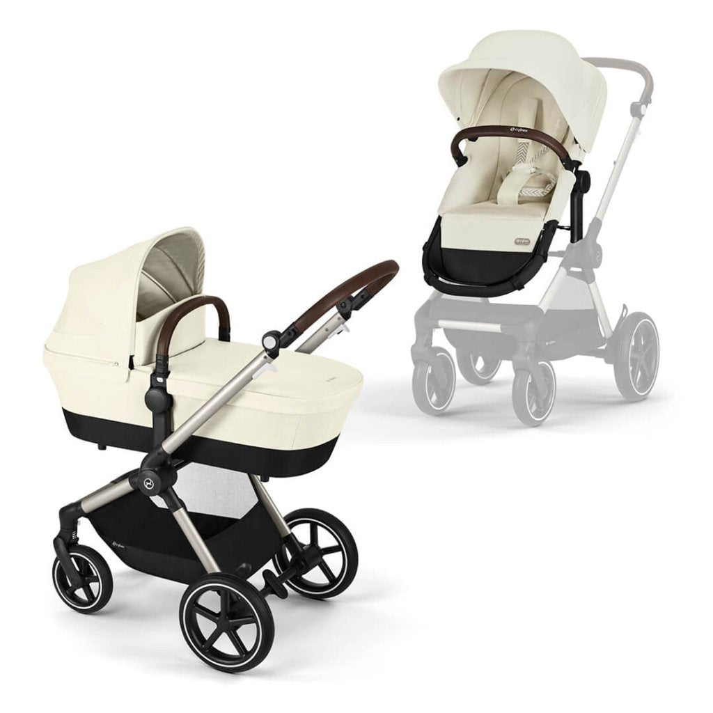 Bambinista-CYBEX-Travel-CYBEX EOS Travel System Essential Bundle with Gold Footmuff - Seashell Beige