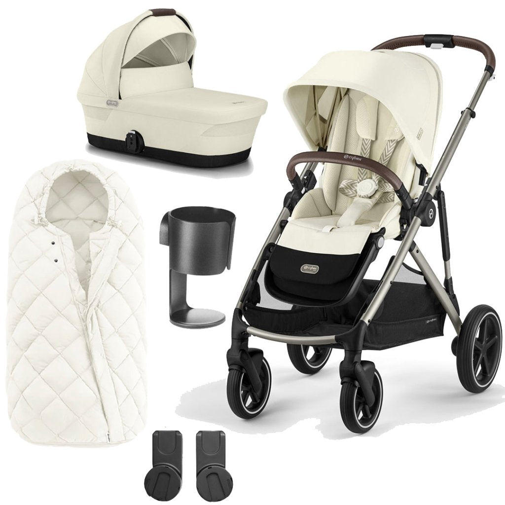 Bambinista-CYBEX-Travel-CYBEX Gazelle S Travel System (5 Piece) Essential Bundle With Snogga - Seashell Beige (2023 New Generation)