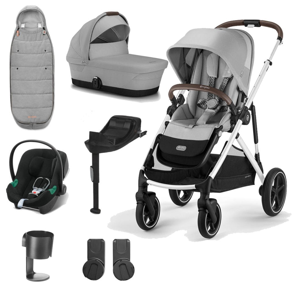 Bambinista-CYBEX-Travel-CYBEX Gazelle S Travel System (7 Piece) Comfort Bundle With Gold Footmuff and ATON B2 I-SIZE - Lava Grey (2023 New Generation)