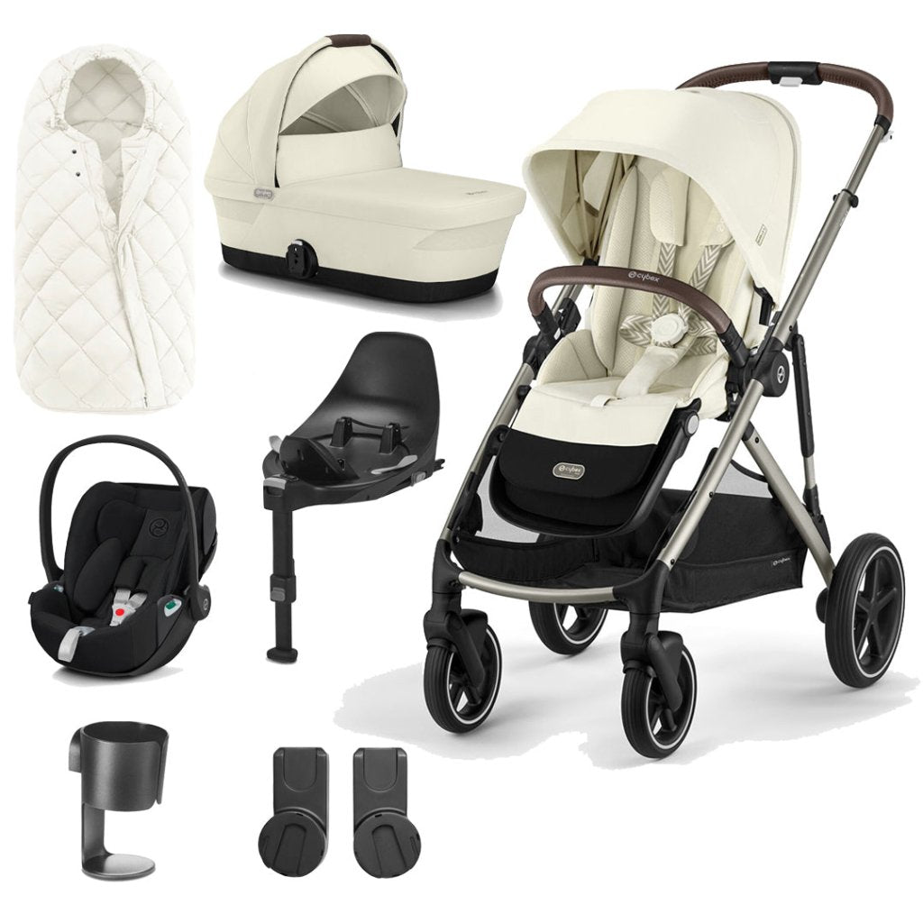 Bambinista-CYBEX-Travel-CYBEX Gazelle S Travel System (7 Piece) Luxury Bundle With Snogga and CLOUD Z2 I-SIZE - Seashell Beige (2023 New Generation)