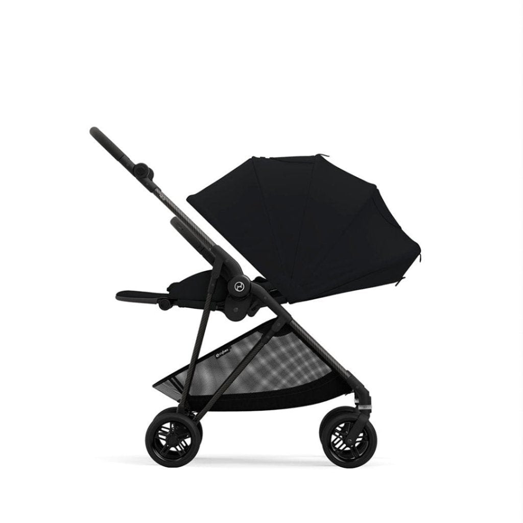 Bambinista-CYBEX-Travel-Cybex Melio Carbon Travel System Comfort Bundle with ATON B2 I-SIZE and Gold Footmuff - Moon Black