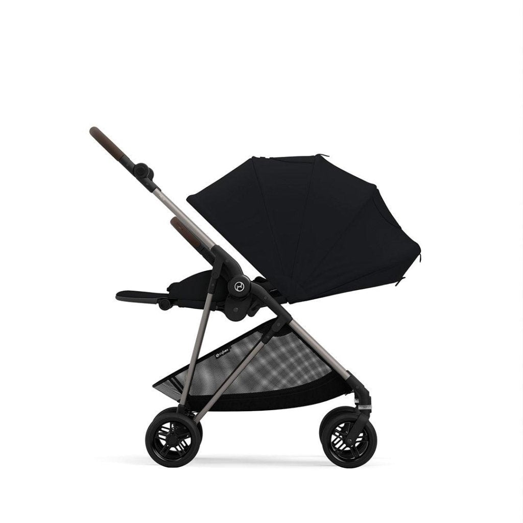 Bambinista-CYBEX-Travel-Cybex Melio Travel System Comfort Bundle with ATON B2 I-SIZE and Gold Footmuff - Moon Black